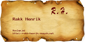 Rakk Henrik névjegykártya